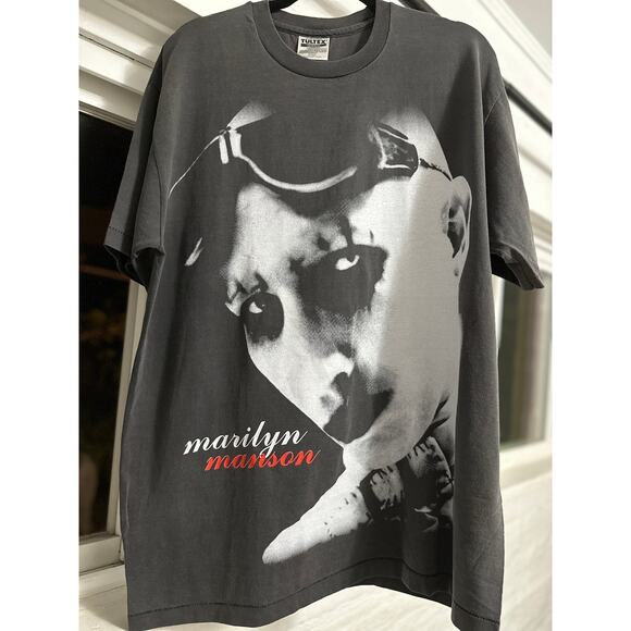 Marilyn Manson No Time to Discriminate Washed Vintage Reprint Tultex Tag - Picture 1 of 12
